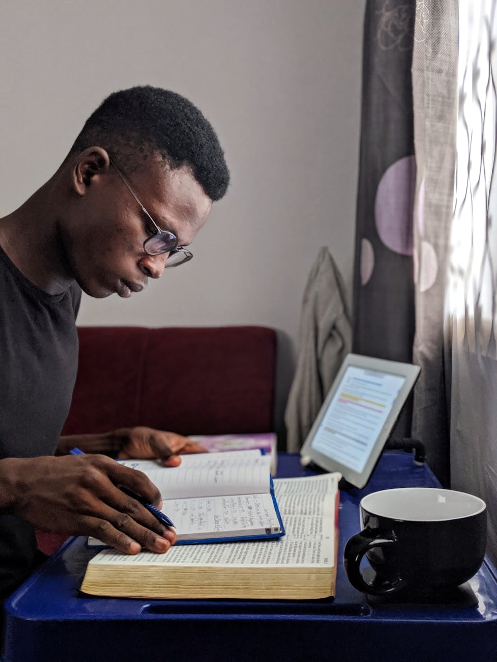 a man reading indoor